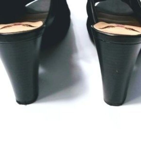 Penny Loves Kenny Black Peep Toe Chunky Heel Ankle Booties Size 7.5 - Picture 6 of 12